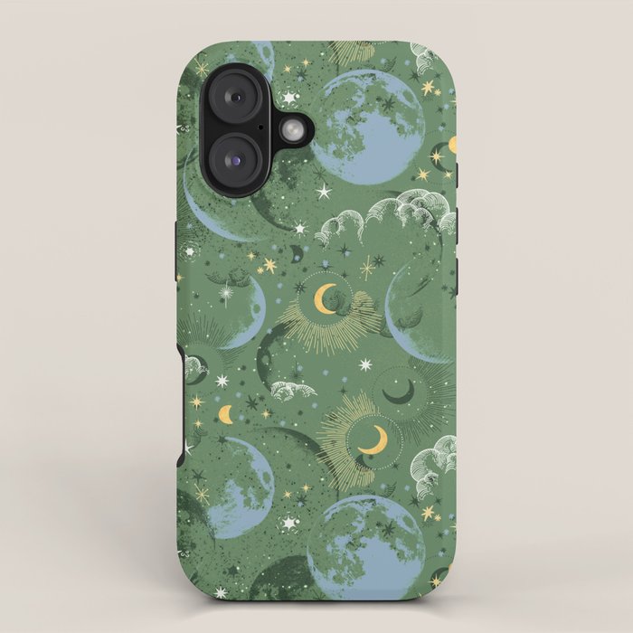 Greenish starry lunar sky iPhone Case Gallery Image 1