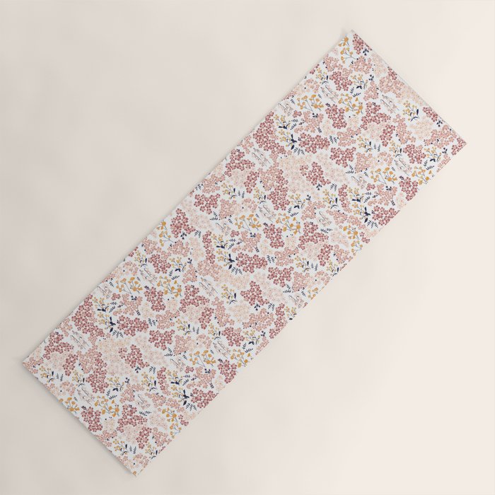 Minimal Blooming Flowers - Blush Pink, Yellow, Blue Yoga Mat Gallery Image 1