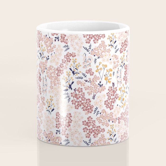 Minimal Blooming Flowers - Blush Pink, Yellow, Blue Coffee Mug Gallery Image 4