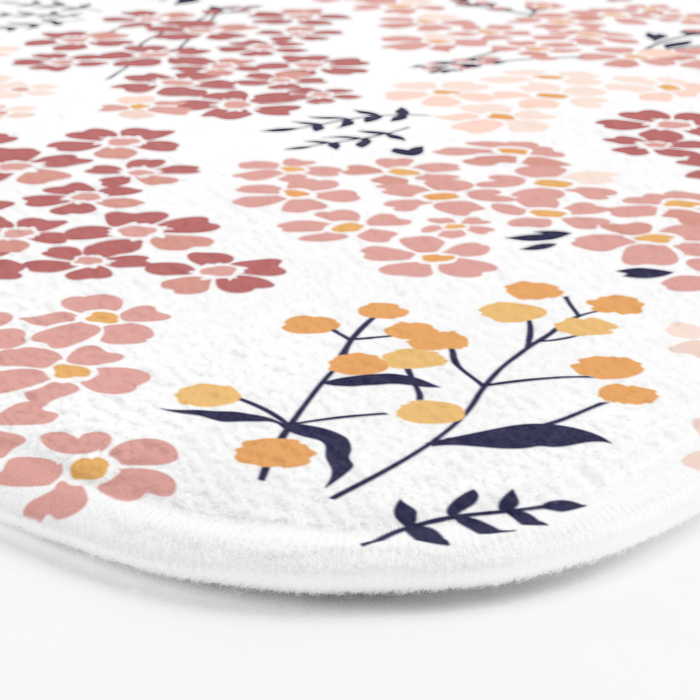 Minimal Blooming Flowers - Blush Pink, Yellow, Blue Bath Mat Gallery Image 3