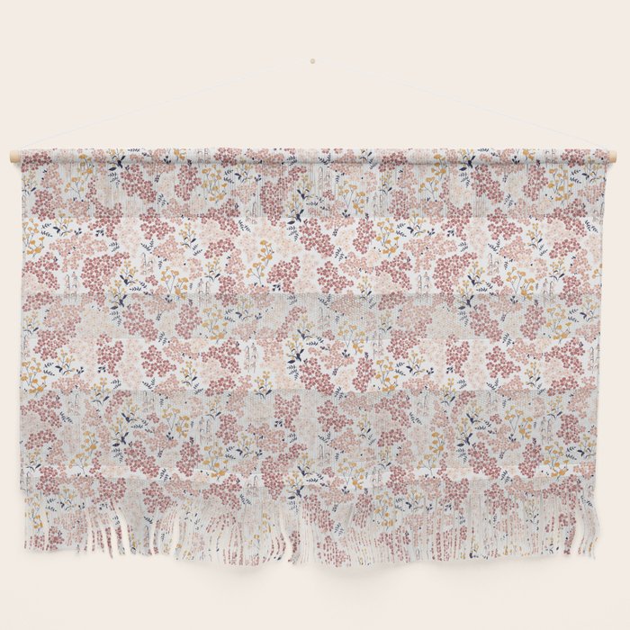 Minimal Blooming Flowers - Blush Pink, Yellow, Blue Wall Hanging Gallery Image 1