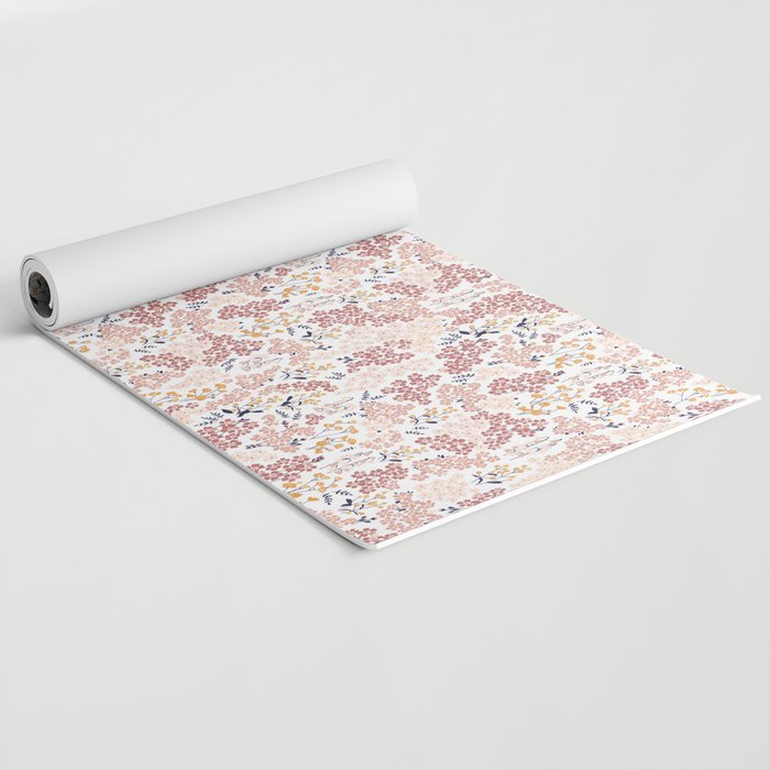 Minimal Blooming Flowers - Blush Pink, Yellow, Blue Yoga Mat Gallery Image 2