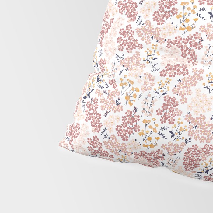 Minimal Blooming Flowers - Blush Pink, Yellow, Blue Pillow Sham Gallery Image 4