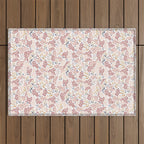 Minimal Blooming Flowers - Blush Pink, Yellow, Blue Outdoor Rug Gallery Image 1