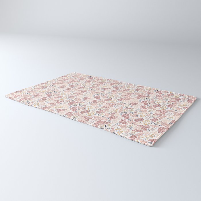 Minimal Blooming Flowers - Blush Pink, Yellow, Blue Rug Gallery Image 3
