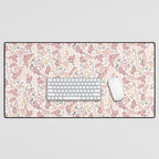 Minimal Blooming Flowers - Blush Pink, Yellow, Blue Desk Mat Gallery Image 1