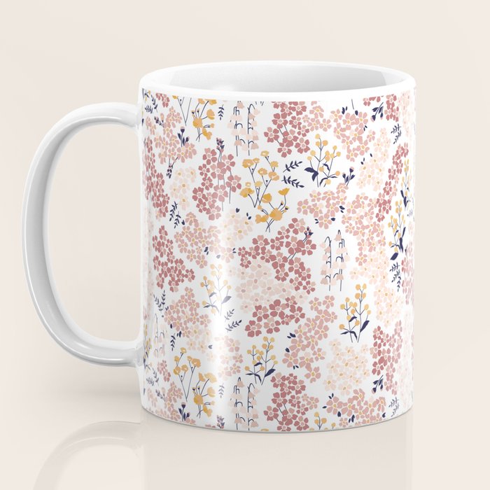 Minimal Blooming Flowers - Blush Pink, Yellow, Blue Coffee Mug Gallery Image 3
