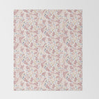 Minimal Blooming Flowers - Blush Pink, Yellow, Blue Throw Blanket Gallery Image 2