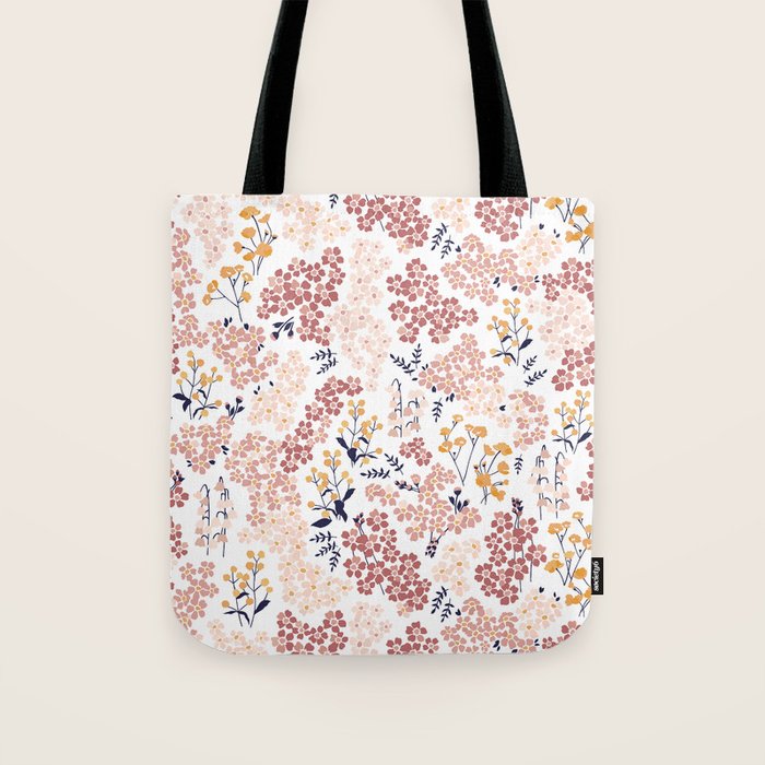 Minimal Blooming Flowers - Blush Pink, Yellow, Blue Tote Bag Gallery Image 1