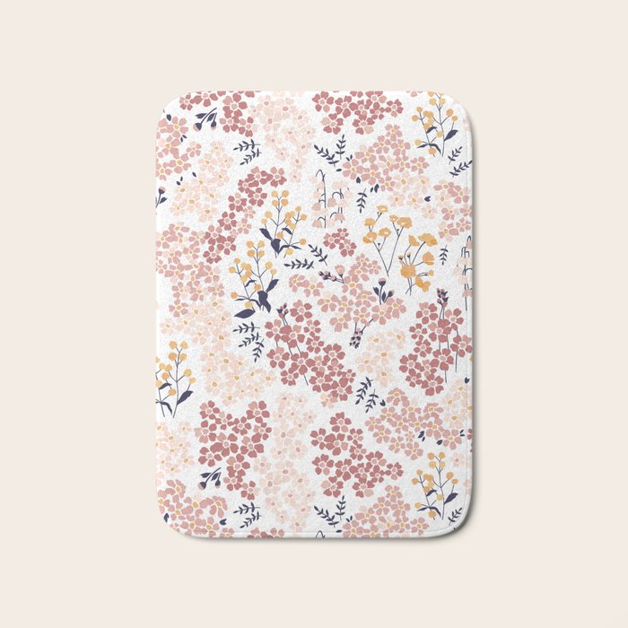 Minimal Blooming Flowers - Blush Pink, Yellow, Blue Bath Mat Gallery Image 1