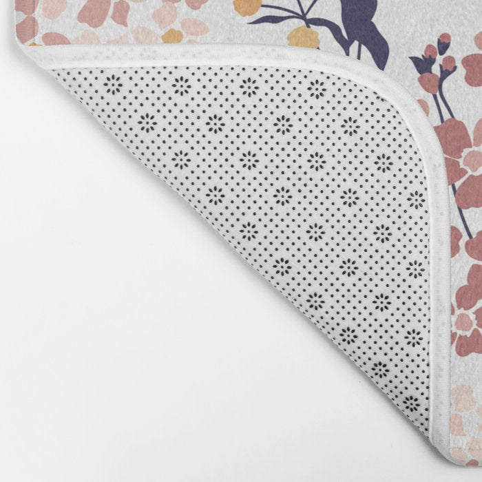 Minimal Blooming Flowers - Blush Pink, Yellow, Blue Bath Mat Gallery Image 2