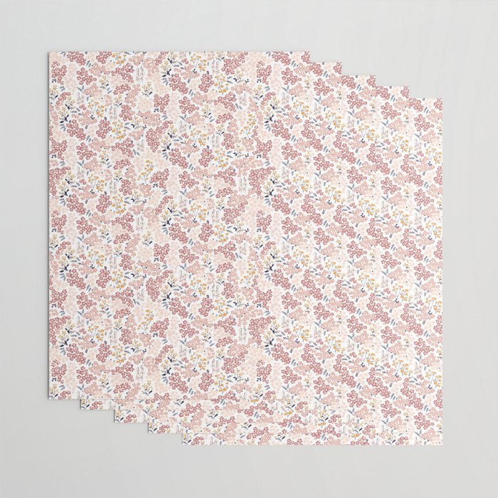 Minimal Blooming Flowers - Blush Pink, Yellow, Blue Wrapping Paper Gallery Image 3