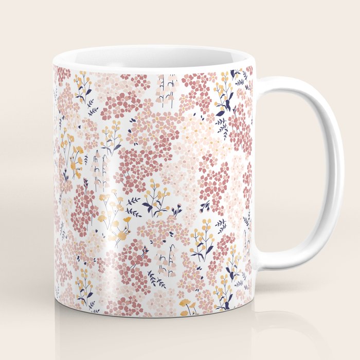 Minimal Blooming Flowers - Blush Pink, Yellow, Blue Coffee Mug Gallery Image 1