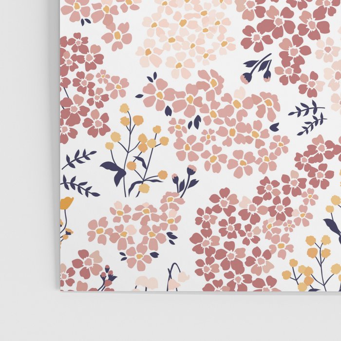 Minimal Blooming Flowers - Blush Pink, Yellow, Blue Poster Gallery Image 3