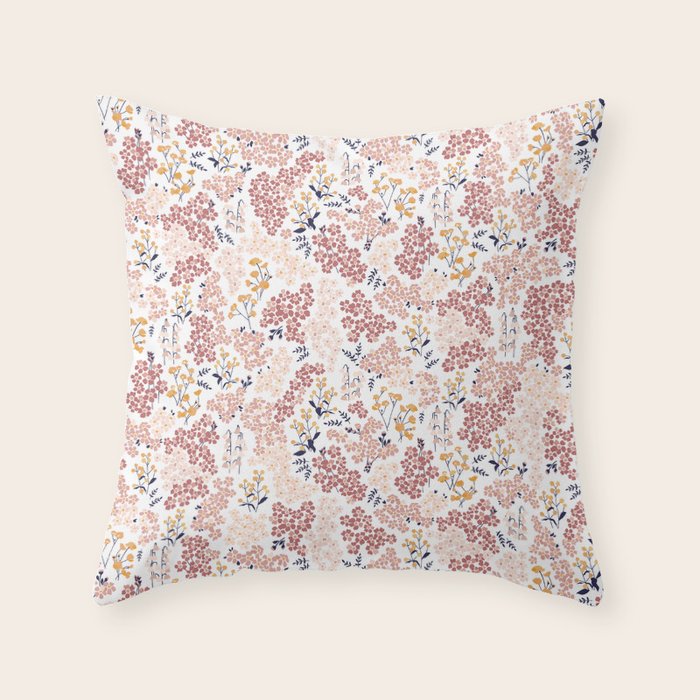Minimal Blooming Flowers - Blush Pink, Yellow, Blue Throw Pillow Gallery Image 6