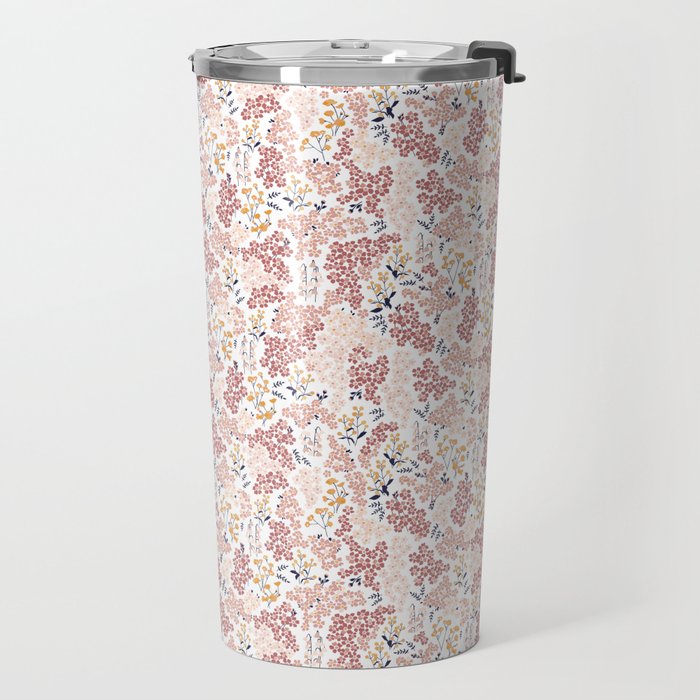 Minimal Blooming Flowers - Blush Pink, Yellow, Blue Travel Mug Gallery Image 2