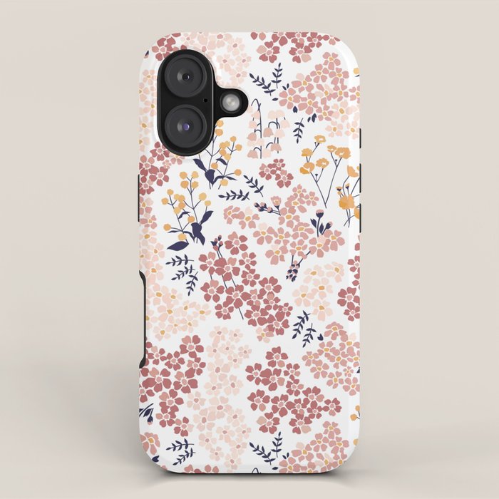 Minimal Blooming Flowers - Blush Pink, Yellow, Blue iPhone Case Gallery Image 1