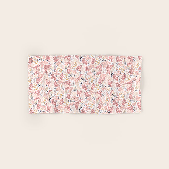 Minimal Blooming Flowers - Blush Pink, Yellow, Blue Bath Towel Gallery Image 1