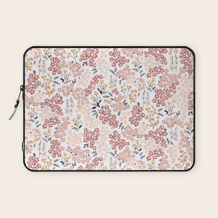 Minimal Blooming Flowers - Blush Pink, Yellow, Blue Laptop Sleeve Gallery Image 1