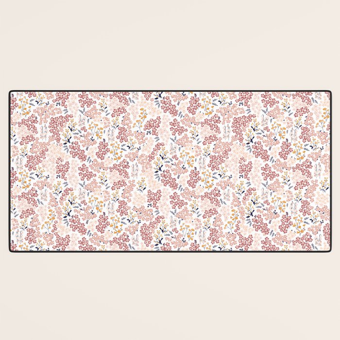 Minimal Blooming Flowers - Blush Pink, Yellow, Blue Desk Mat Gallery Image 3