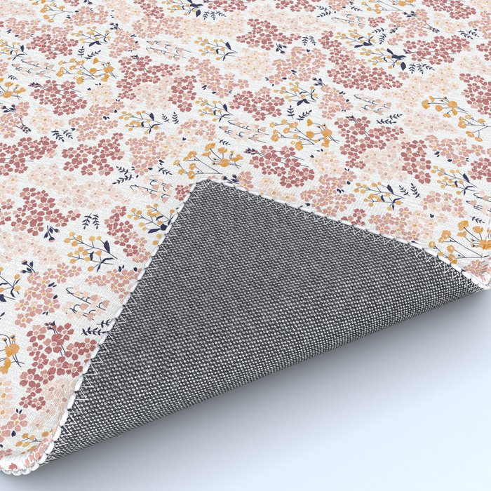 Minimal Blooming Flowers - Blush Pink, Yellow, Blue Rug Gallery Image 4