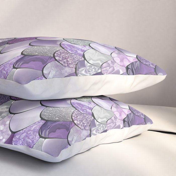 Mermaid Purple and Silver Pillow Sham Gallery Image 3