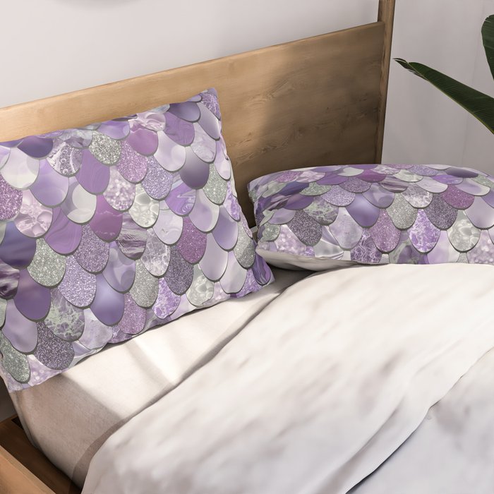 Mermaid Purple and Silver Pillow Sham Gallery Image 2