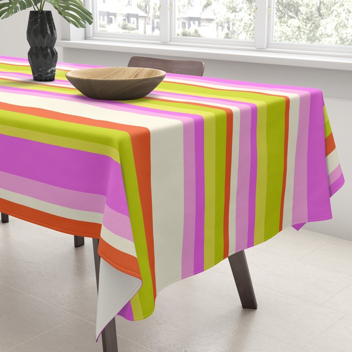 Classic Stripes XVIII - Y2K Pink and Green Tablecloth Gallery Image 3