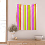 Classic Stripes XVIII - Y2K Pink and Green Wall Tapestry Gallery Image 2