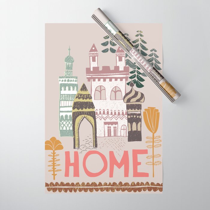 Block print Home Wrapping Paper Gallery Image 1