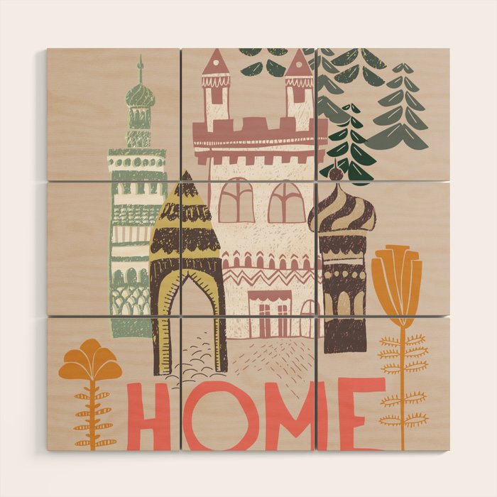 Block print Home Wood Wall Art Gallery Image 1