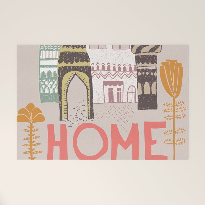 Block print Home Welcome Mat Gallery Image 1