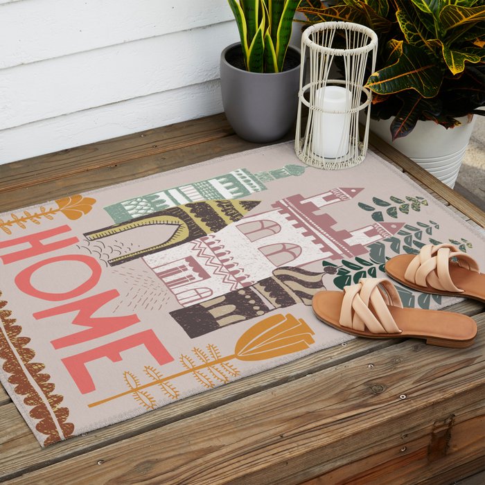 Block print Home Outdoor Rug Gallery Image 2