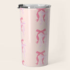 Striped Bows in Pinks Travel Mug Gallery Image 3
