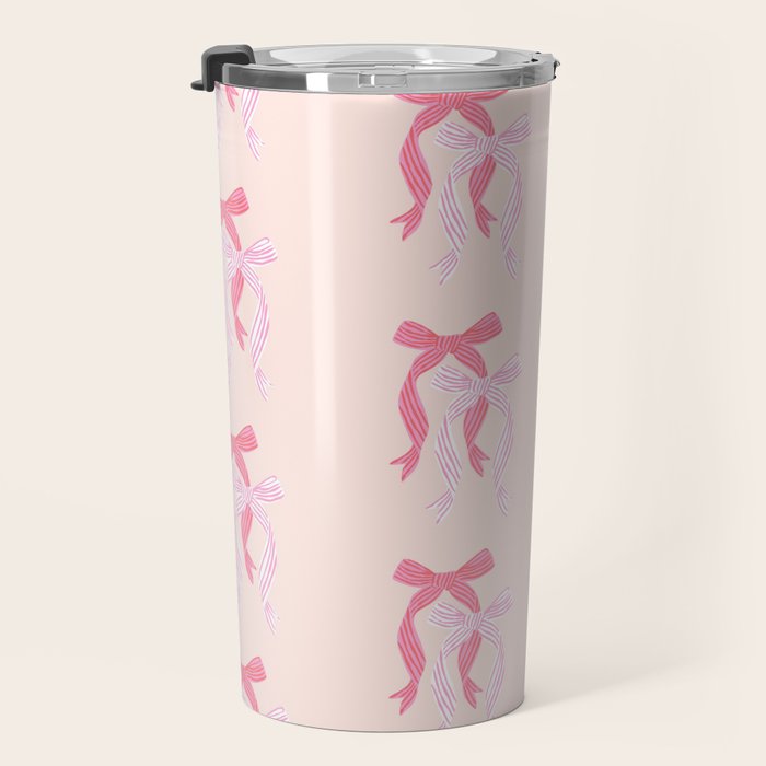 Striped Bows in Pinks Travel Mug Gallery Image 3