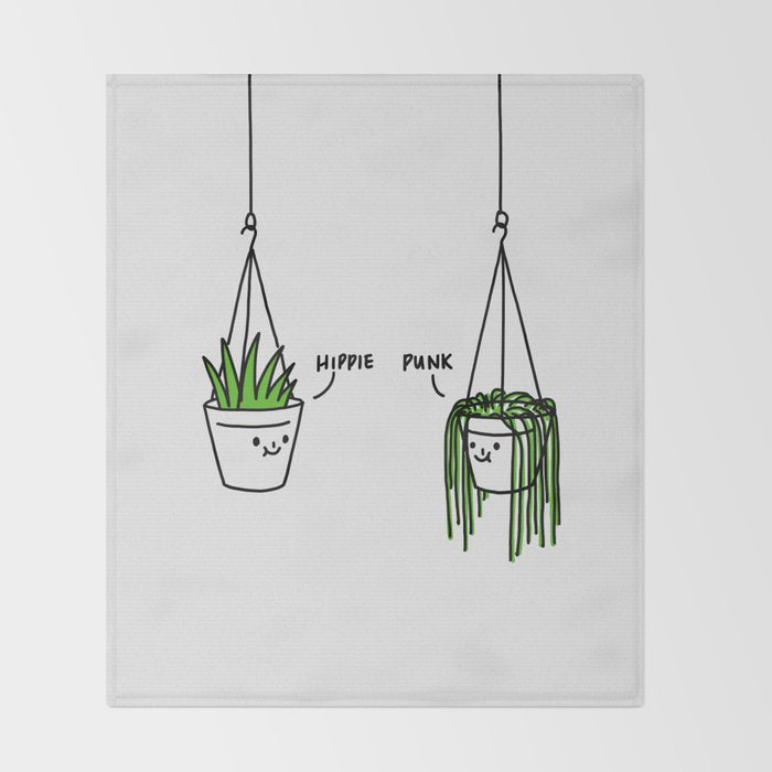 Hippie and Punk plants Throw Blanket Gallery Image 2