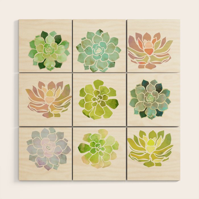 Spring Succulents Wood Wall Art Gallery Image 1
