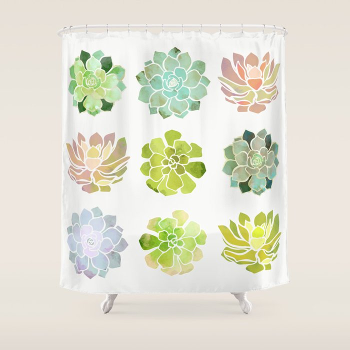 Spring Succulents Shower Curtain Gallery Image 1
