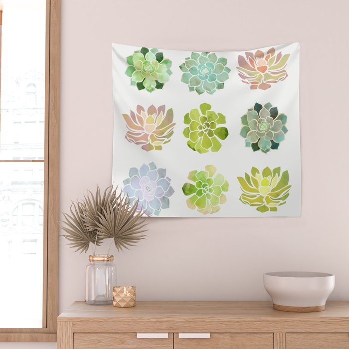 Spring Succulents Wall Tapestry Gallery Image 2