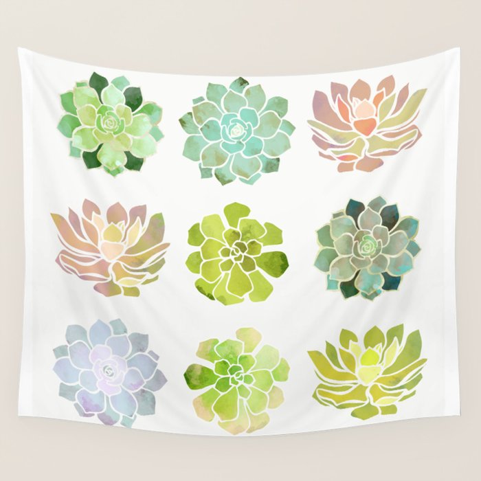 Spring Succulents Wall Tapestry Gallery Image 1