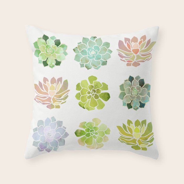 Spring Succulents Throw Pillow Gallery Image 1