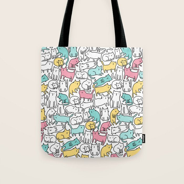 Cute kitties Cats pattern Tote Bag Gallery Image 1