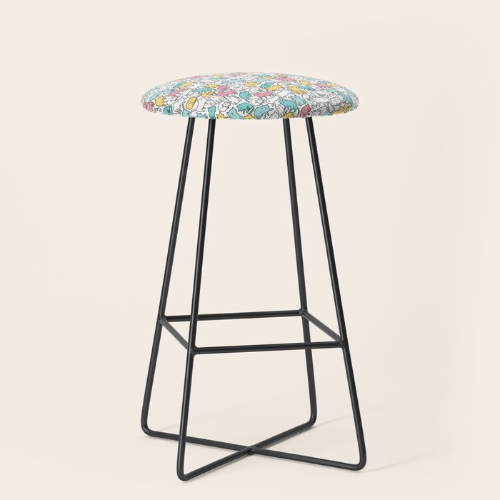 Cute kitties Cats pattern Stool Gallery Image 1