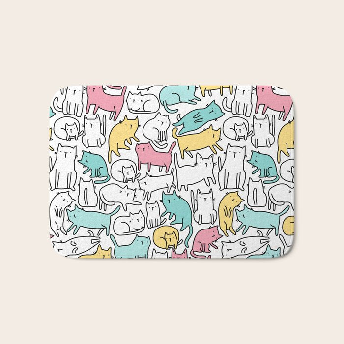 Cute kitties Cats pattern Bath Mat Gallery Image 1