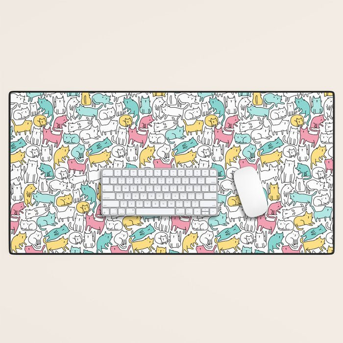 Cute kitties Cats pattern Desk Mat Gallery Image 1