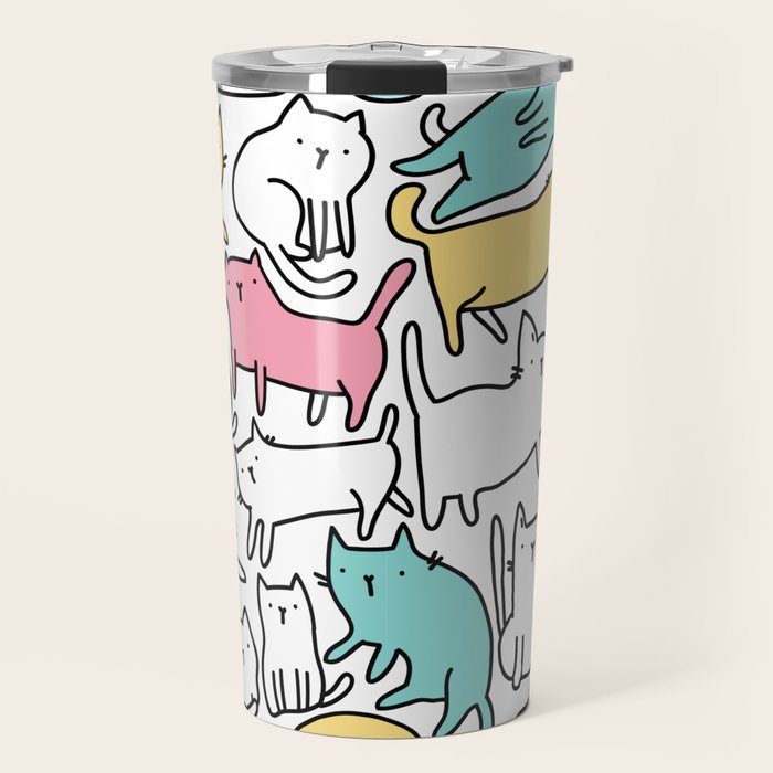 Cute kitties Cats pattern Travel Mug Gallery Image 1