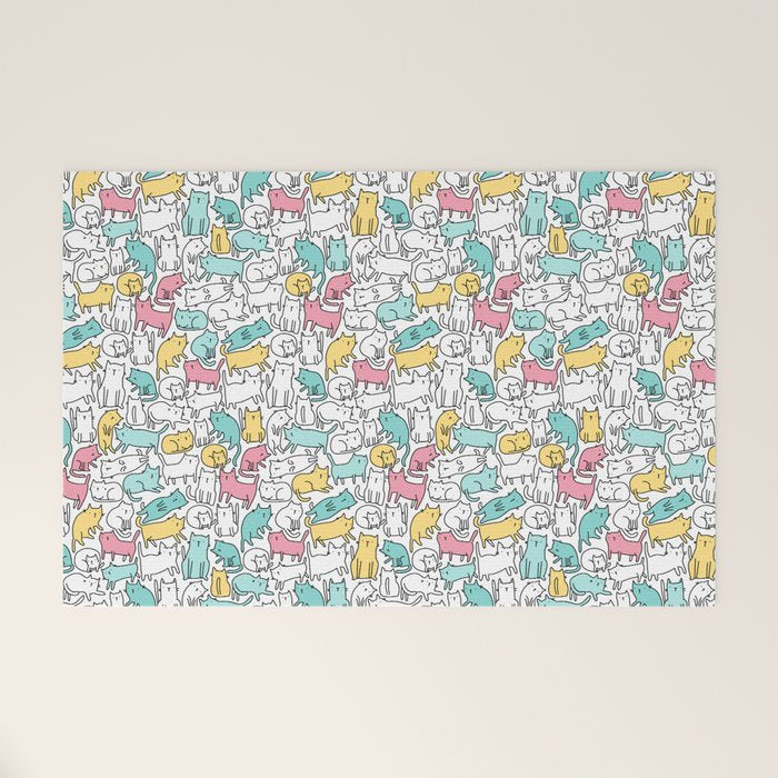 Cute kitties Cats pattern Welcome Mat Gallery Image 1