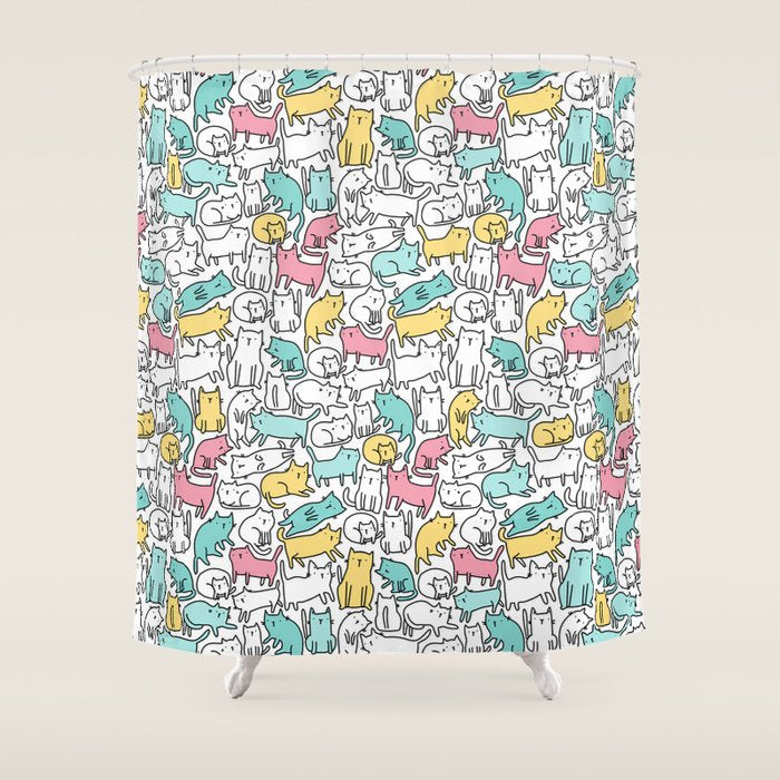 Cute kitties Cats pattern Shower Curtain Gallery Image 1