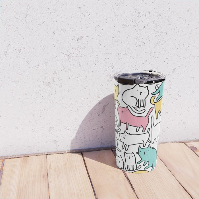 Cute kitties Cats pattern Travel Mug Gallery Image 4