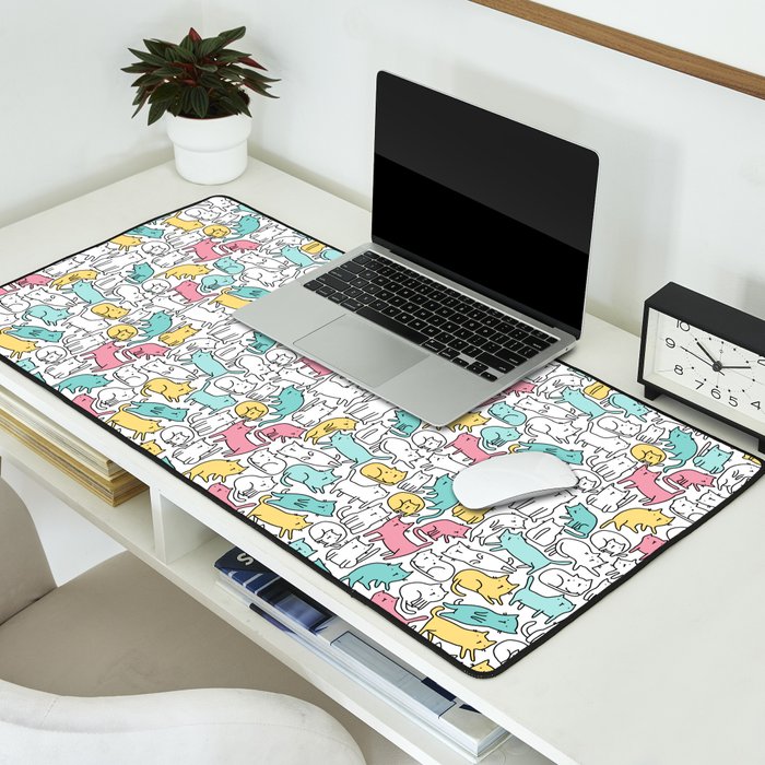 Cute kitties Cats pattern Desk Mat Gallery Image 2